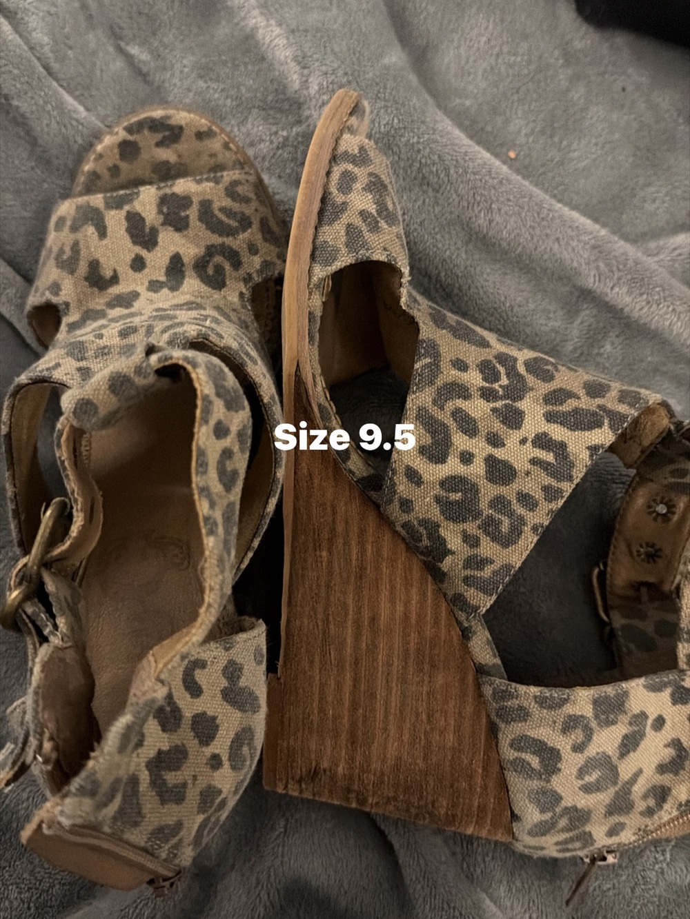Very G Leopard Print Wedge Sandals in Tan and Black
